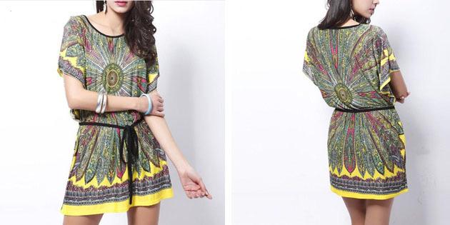 Beach dress: dress with ethnic print