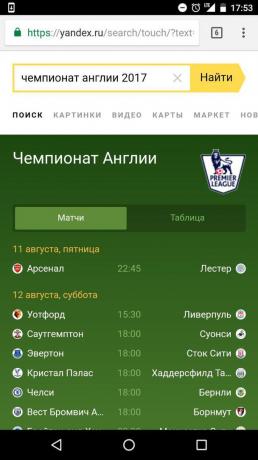 Calendar of matches