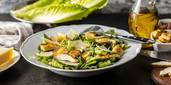 Caesar with chicken and anchovy dressing
