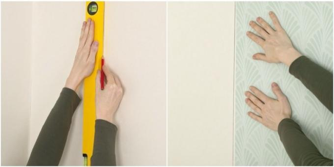 As wallpaper glue: draw on the wall of a strictly vertical line