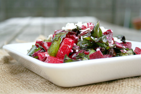 Salad of roasted beets and watermelon