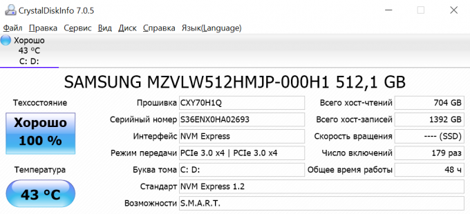 HP Spectre x360: evaluation of SSD