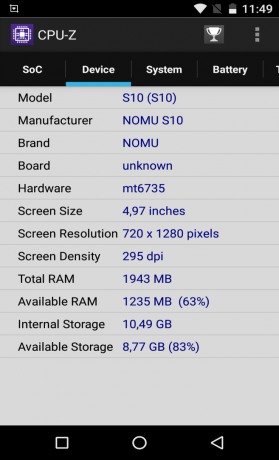 Nomu S10: technical specifications