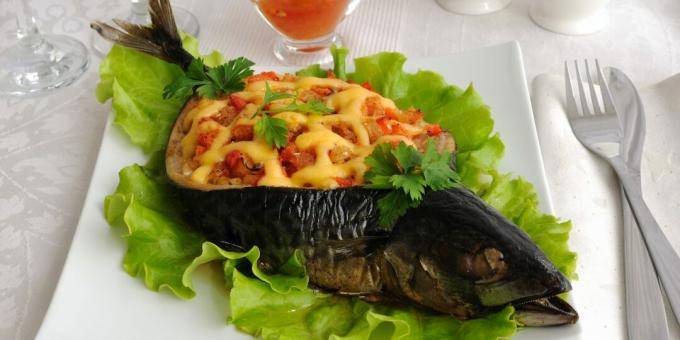 Oven Mackerel Recipes: Mackerel with Vegetables, Mushrooms and Cheese