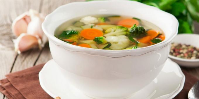 Vegetable soup with mushrooms