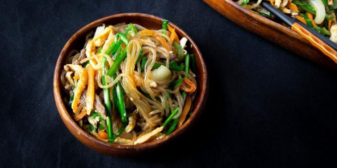 Japchae - funchose with meat and vegetables