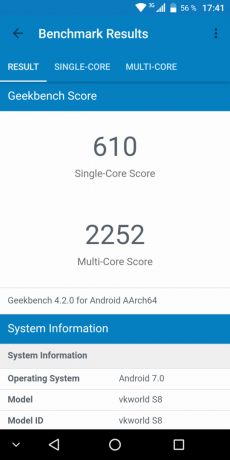 VKworld S8: Geekbench