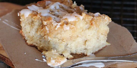 Banana cake with a crumb of sand and sugar glaze