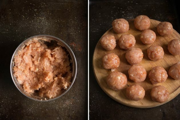 Spaghetti with meatballs: make meatballs