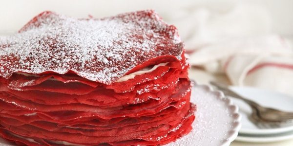 How to cook a pancake cake "Red Velvet" with creamy curd cream