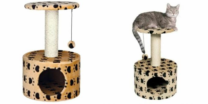 Houses for cats: with a toy and a scratching post
