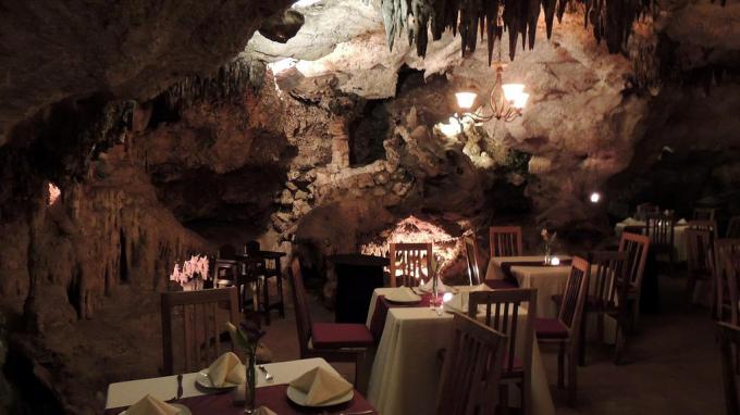 The restaurant is in a cave Alux Restaurant Bar & Lounge