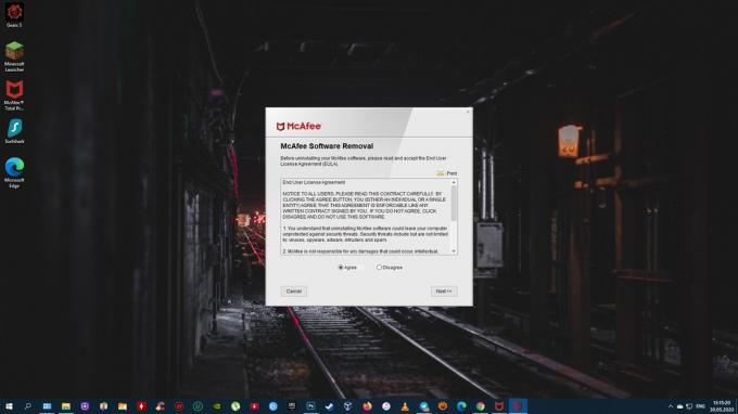 How to uninstall McAfee: Select Agree and click Next