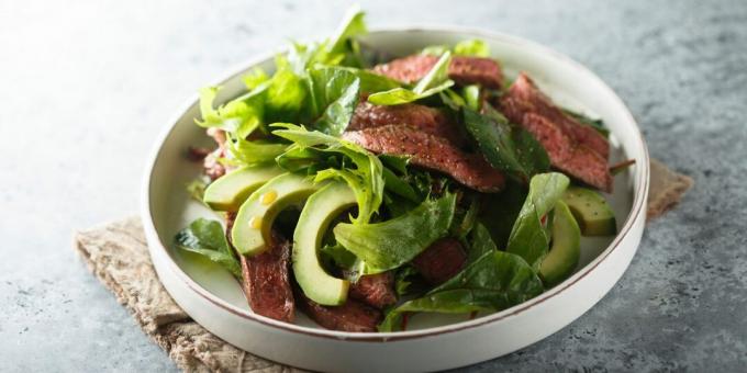 Beef salad with avocado