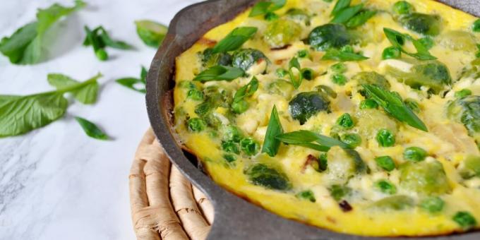 Frittata with Brussels sprouts and peas