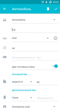 Drivvo for Android: data