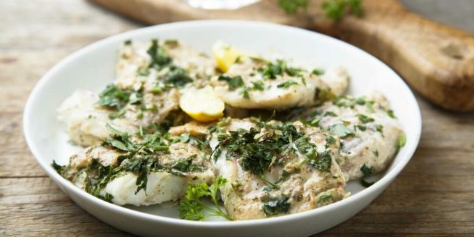 Baked fish with lemon and herbs