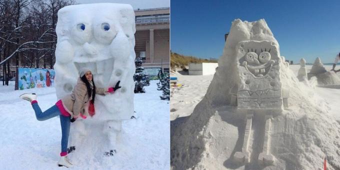 Snow figures: Sponge Bob