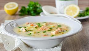 Canned fish soup with cheese