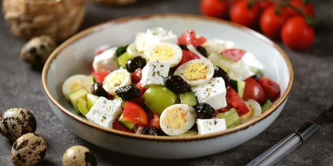 Greek salad with eggs