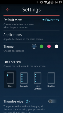 Drupe settings for Android