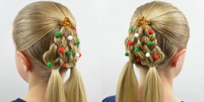 New hairstyles for girls, "herringbone" of the four braids