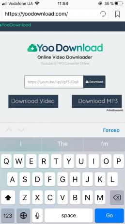 How to download videos on the iPhone and aypad: Paste the above URL into the field online