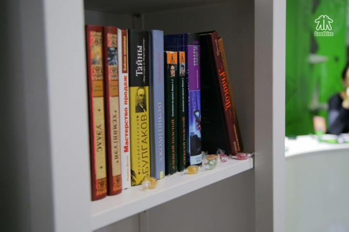 Bookshelf at the reception