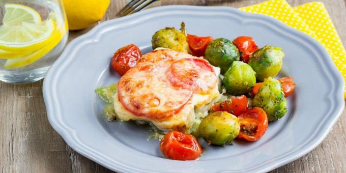 Fish baked with cheese and tomatoes