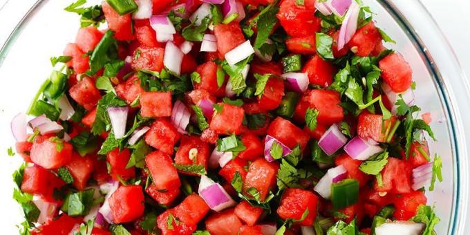 Salsa with watermelon and mint