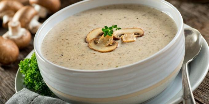 Creamy mushroom soup with cream and almond milk