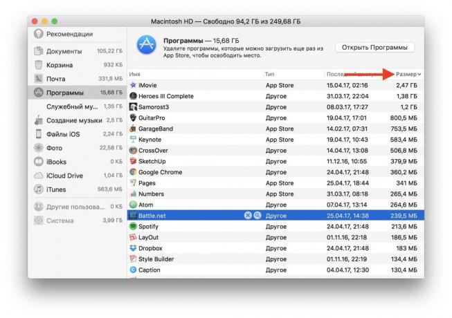 how to free space on the Mac: the program