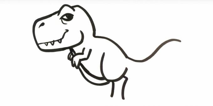 How to draw a Tyrannosaurus: add the abdomen and part of the paw