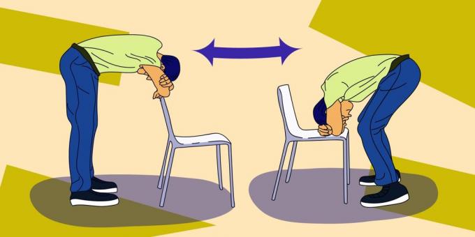 Stretching at work: exercise "folds forward"