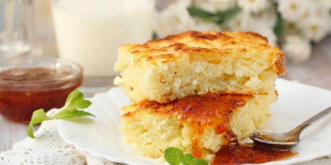 Cottage cheese casserole with cheese