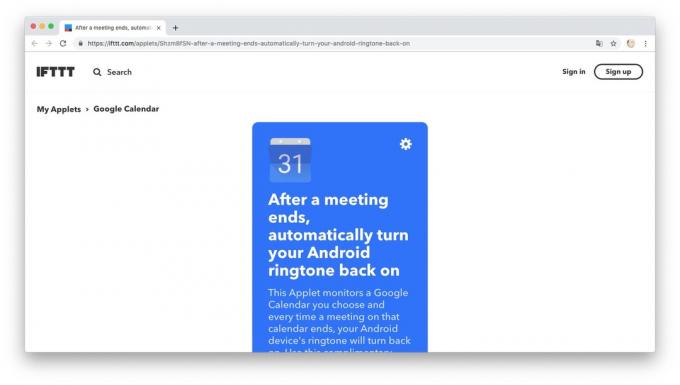 Action Automation with IFTTT recipes: disables "Do Not Disturb" when the meeting is complete