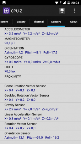 Ulefone Mix. CPU-Z sensors