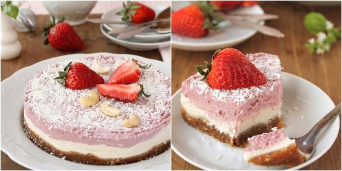 Lenten cakes: strawberry cheese cake without baking