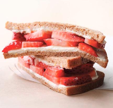 Cheese and strawberry sandwich