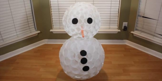 how to make a snowman: add the eyes, nose and buttons