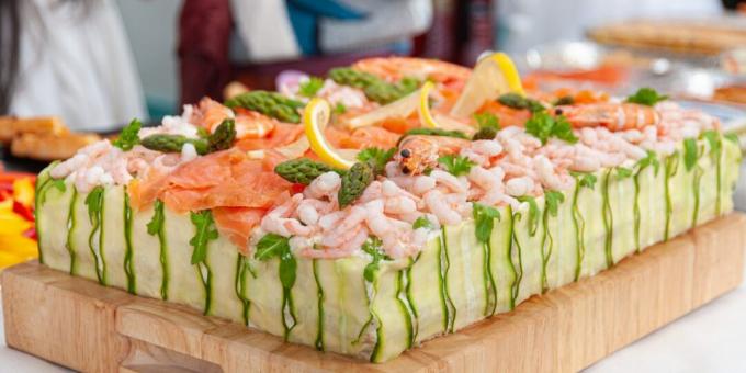 Amazing appetizer cake with two kinds of fish