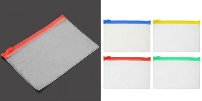 Transparent folder with fastener