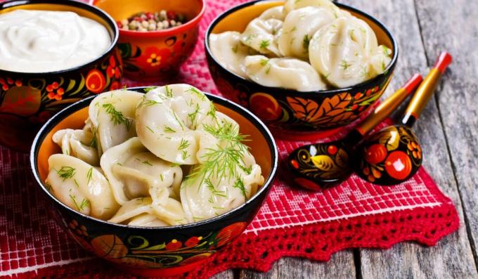 Homemade dumplings with beef and pork