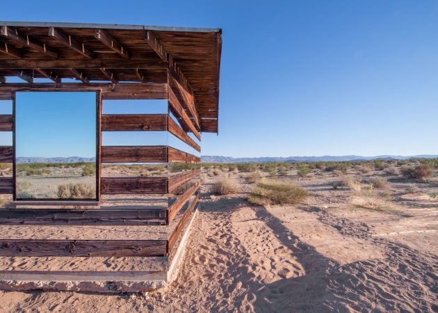 Transparent house made of glass panels