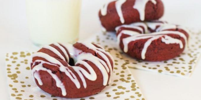 Recipes donuts: Donuts "Red Velvet" with a creamy glaze