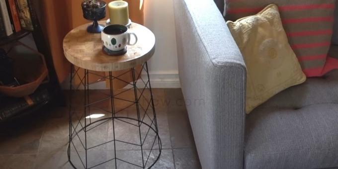 How to make a coffee table out of the basket with his hands