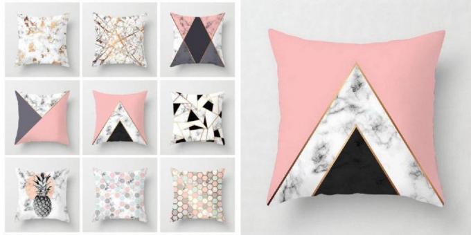 Pillows with geometric prints