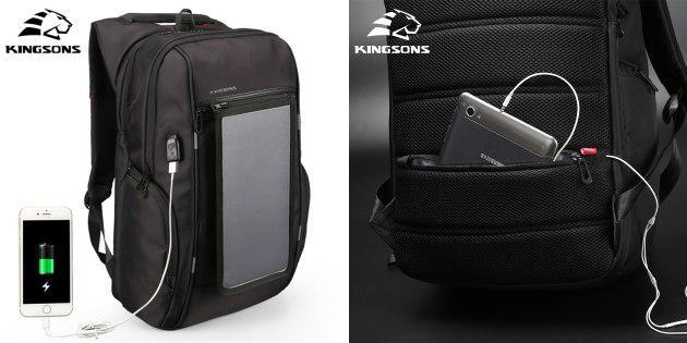 Backpack with solar battery