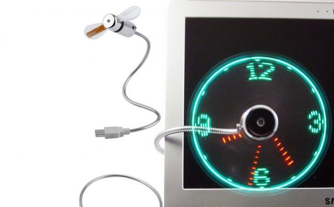 USB-fan with neon clock