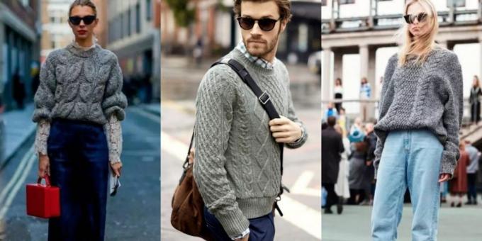 Fashionable sweaters 2018-2019: Classic gray sweater